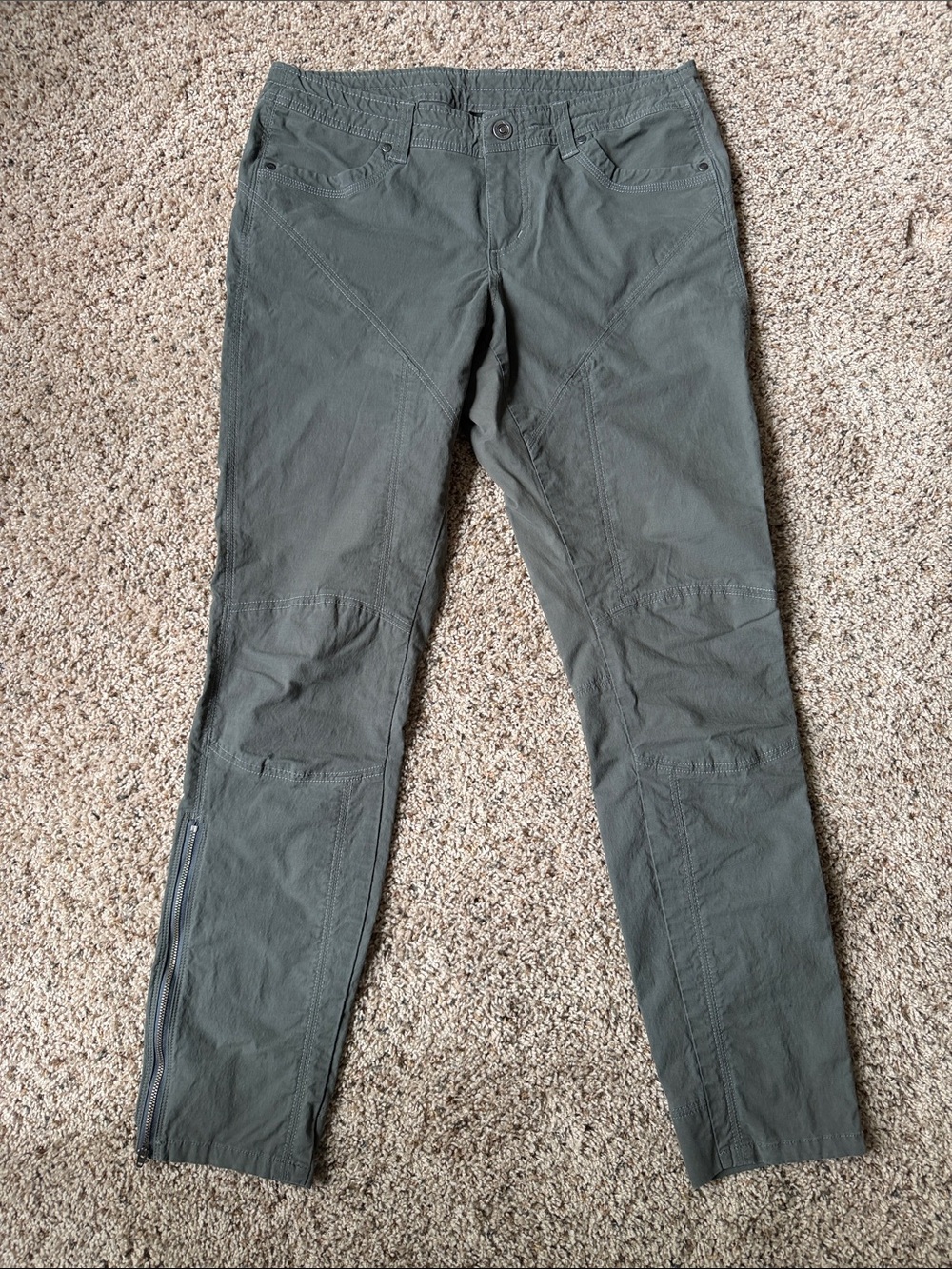 Women's Slim KUHL outdoor hiking Pants in Olive Green 10 reg